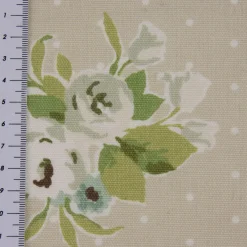Dekostoff Baumwollstoff Rosen Punkte beige grün weiß 1,38m Breite