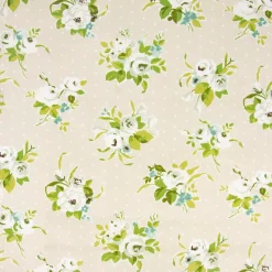 Dekostoff Baumwollstoff Rosen Punkte beige grün weiß 1,38m Breite