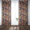 Dekostoff Baumwollstoff Satin Digitaldruck Santana Art Deco Blumen Blättter schwarz bunt 140cm Breite