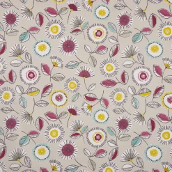 Dekostoff Baumwollstoff Sundance Blumen beige ocker beere aqua 1,4m Breite