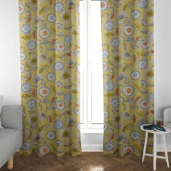 Dekostoff Baumwollstoff Sundance Blumen hellgrün braun orange aqua 1,4m Breite