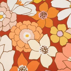 Dekostoff Baumwollstoff SUSANNE Blumen Blüten ziegelrot weiß ocker rosa 1,5m Breite