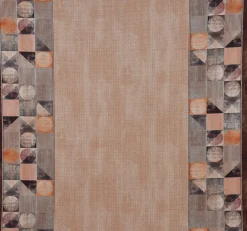 Dekostoff Baumwollstoff Tischdeckenstoff mit beidseitiger Bordüre grafisch beige braun 1,60m Breite
