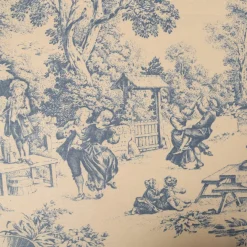 Dekostoff Baumwollstoff Toile de Jouy Festin Halbpanama natur blau 1,4m Breite