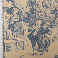 Dekostoff Baumwollstoff Toile de Jouy Festin Halbpanama natur blau 1,4m Breite