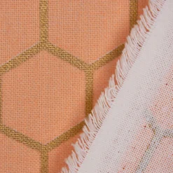 Dekostoff Baumwollstoff Waben Sechseck apricot gold metallic 1,40m Breite