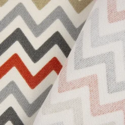 Dekostoff Baumwollstoff ZAG ZIG Zickzack Linien Chevron creme orange grau beige 1,38m Breite