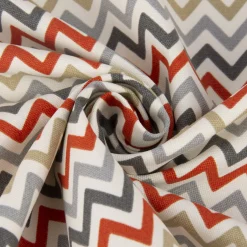 Dekostoff Baumwollstoff ZAG ZIG Zickzack Linien Chevron creme orange grau beige 1,38m Breite