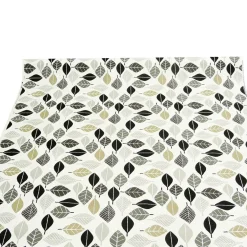 Dekostoff Blätter weiß grau khaki 137cm