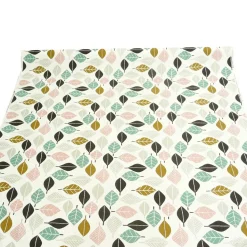 Dekostoff Blätter weiß petrol rosa 137cm