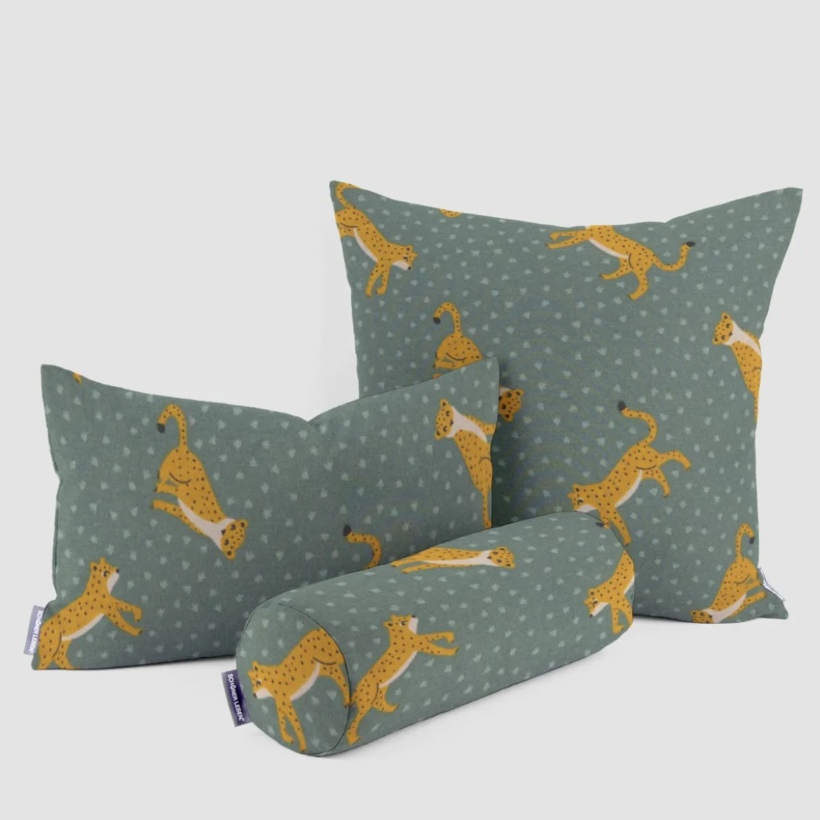 Dekostoff Canvas Ottoman Leopard Punkte grün gelb 1,40m Breite