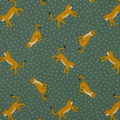Dekostoff Canvas Ottoman Leopard Punkte grün gelb 1,40m Breite