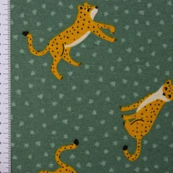 Dekostoff Canvas Ottoman Leopard Punkte grün gelb 1,40m Breite