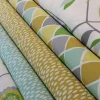 Dekostoff Coco Plum Lemonade Blätter grau grün gelb 137cm