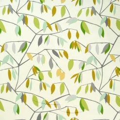 Dekostoff Coco Plum Lemonade Blätter grau grün gelb 137cm