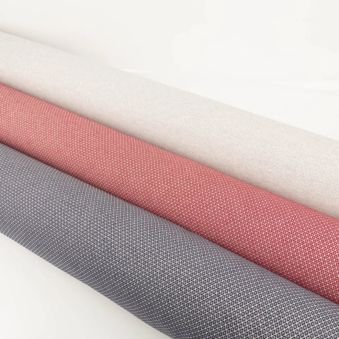Dekostoff Dobby Diamond Mini Rauten Light Grey hellgrau ecru 1,40m Breite
