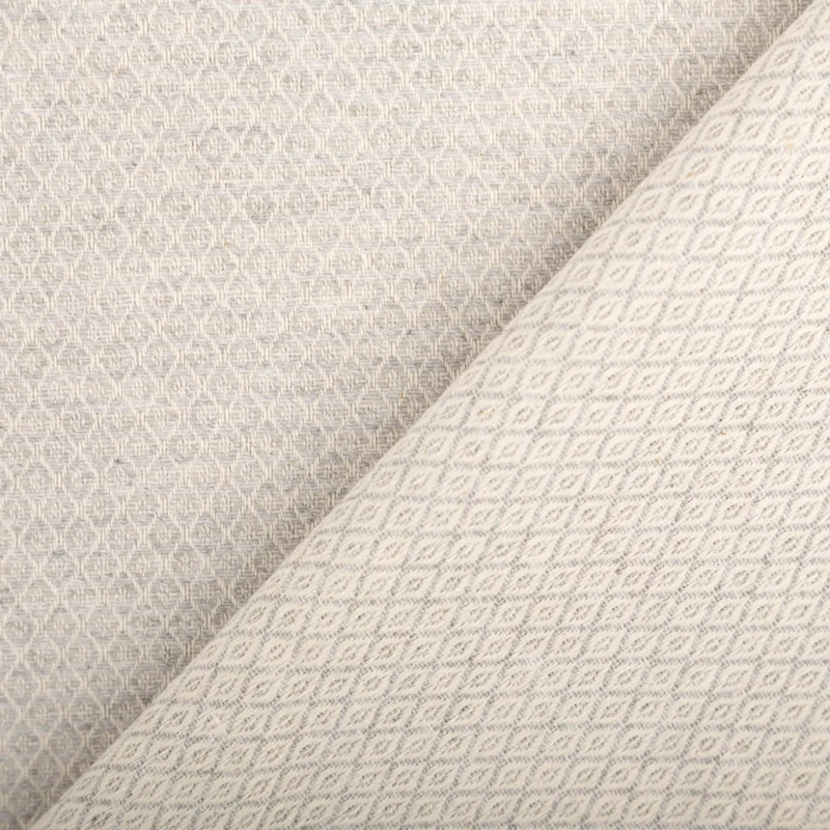 Dekostoff Dobby Diamond Mini Rauten Light Grey hellgrau ecru 1,40m Breite