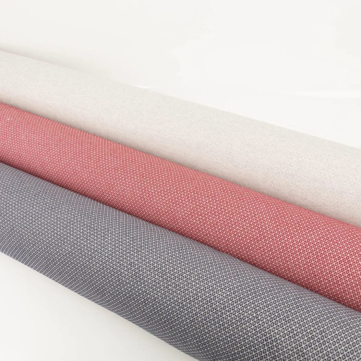 Dekostoff Dobby Diamond Mini Rauten Light Grey hellgrau ecru 1,40m Breite