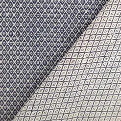 Dekostoff Dobby Diamond Mini Rauten Navy Blue dunkelblau ecru 1,40m Breite