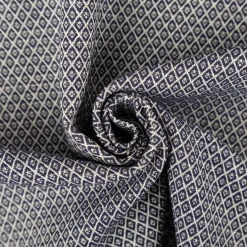 Dekostoff Dobby Diamond Mini Rauten Navy Blue dunkelblau ecru 1,40m Breite