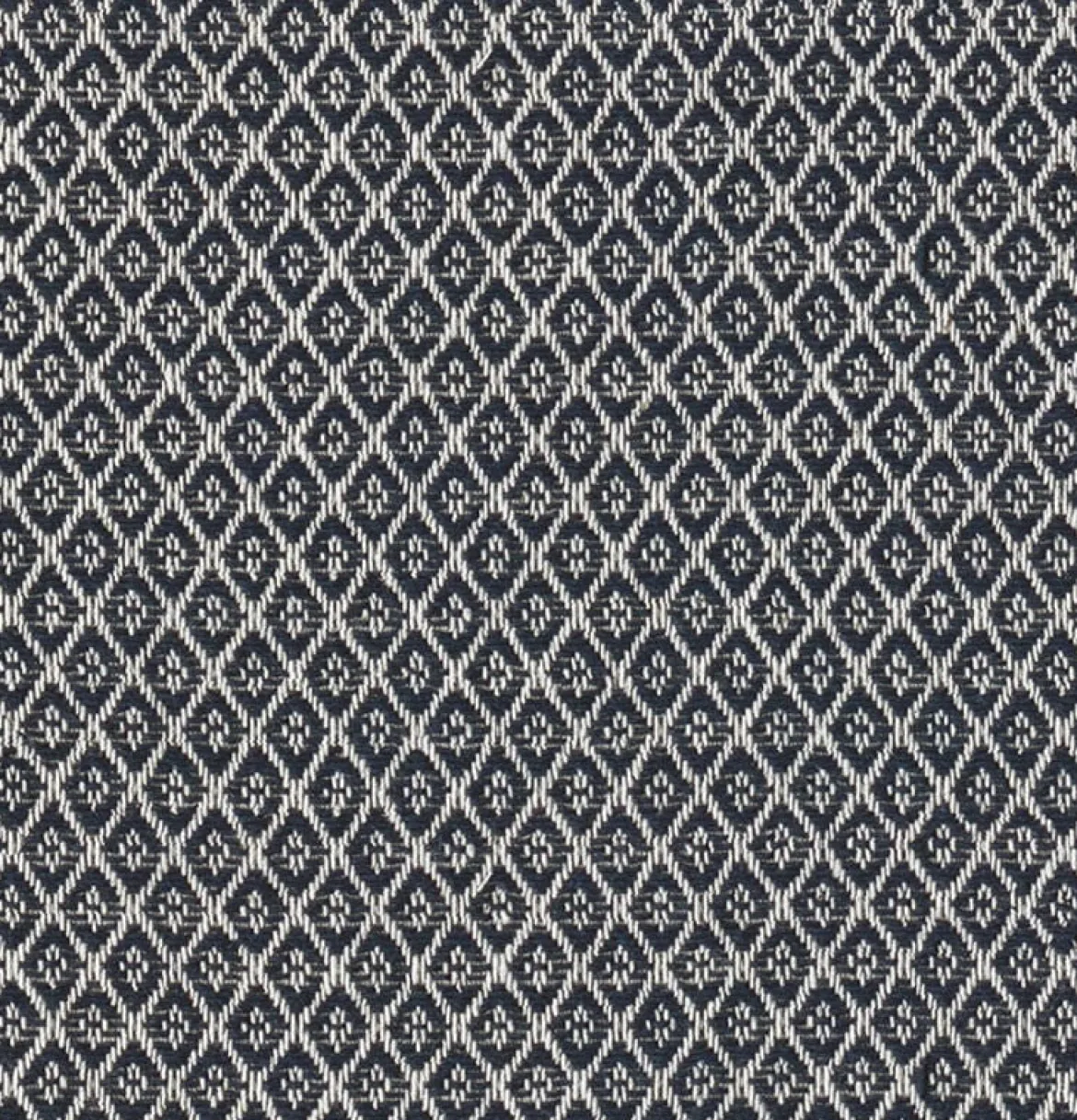 Dekostoff Dobby Diamond Mini Rauten Navy Blue dunkelblau ecru 1,40m Breite