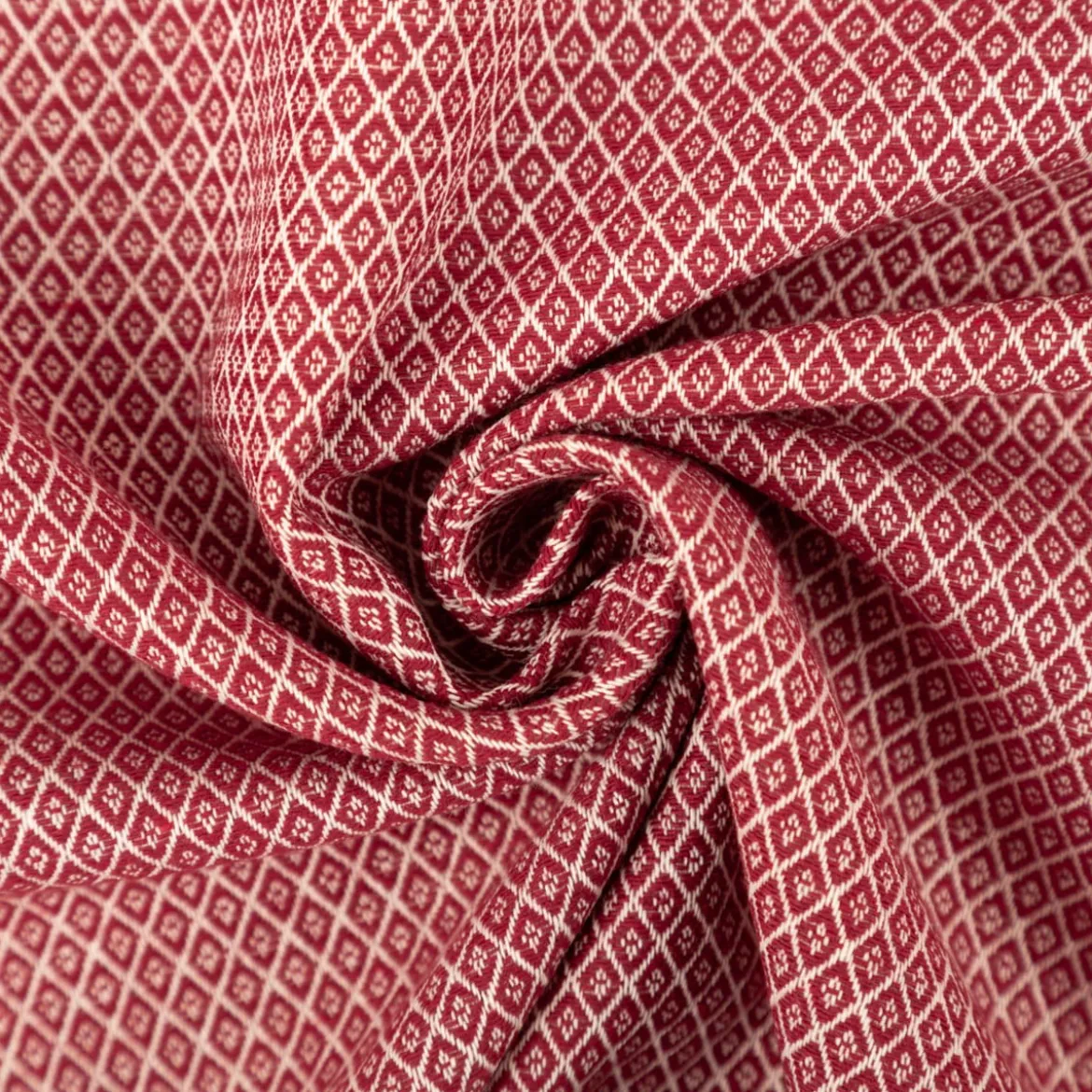 Dekostoff Dobby Diamond Mini Rauten Burgundy bordeaux ecru 1,40m Breite