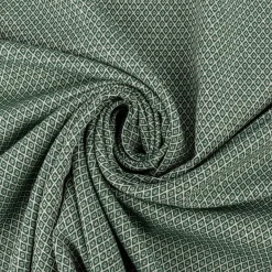 Dekostoff Dobby Diamond Mini Rauten dunkelgrün ecru 1,40m Breite