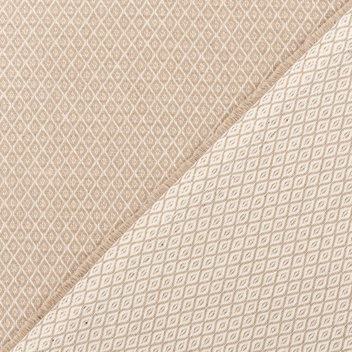 Dekostoff Dobby Diamond Mini Rauten linen beige ecru 1,40m Breite