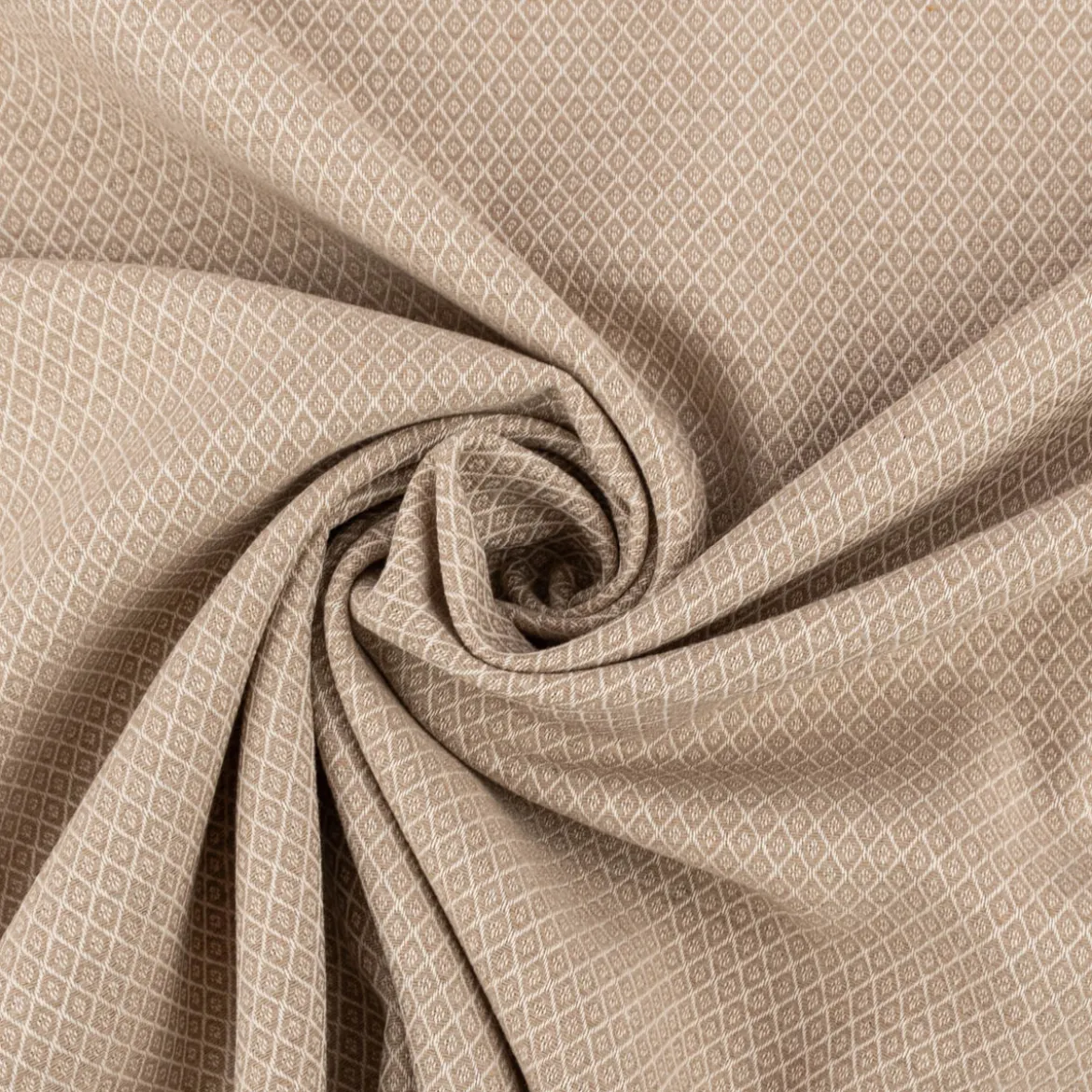 Dekostoff Dobby Diamond Mini Rauten linen beige ecru 1,40m Breite