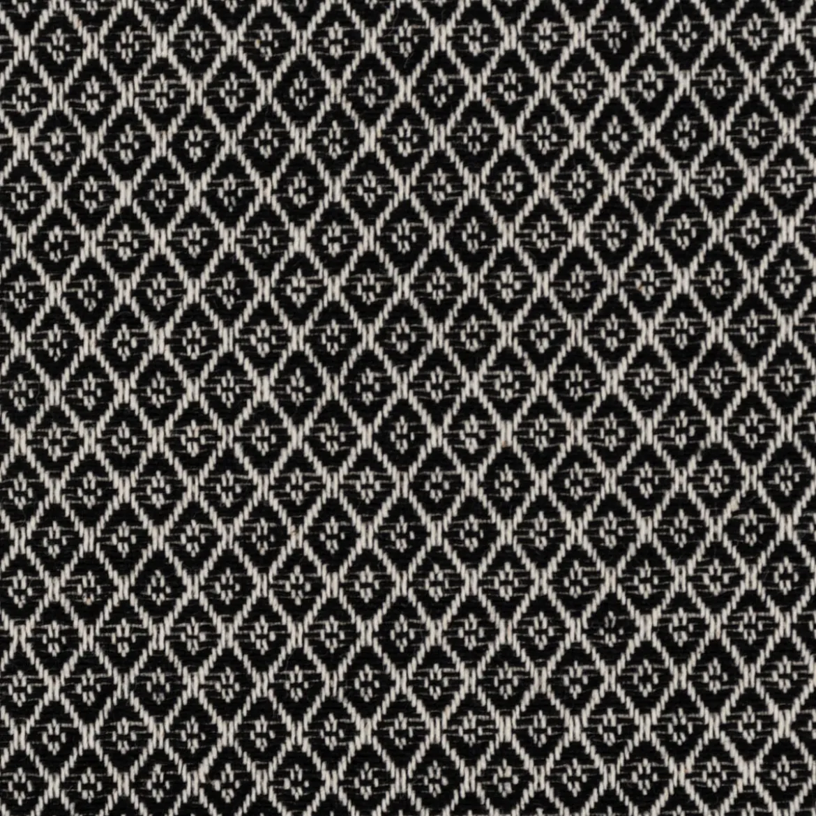 Dekostoff Dobby Diamond Mini Rauten schwarz ecru 1,40m Breite