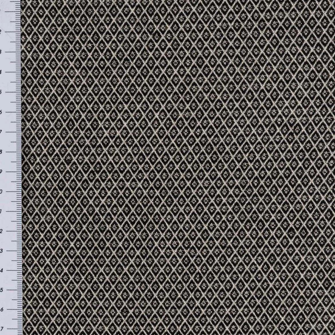 Dekostoff Dobby Diamond Mini Rauten schwarz ecru 1,40m Breite
