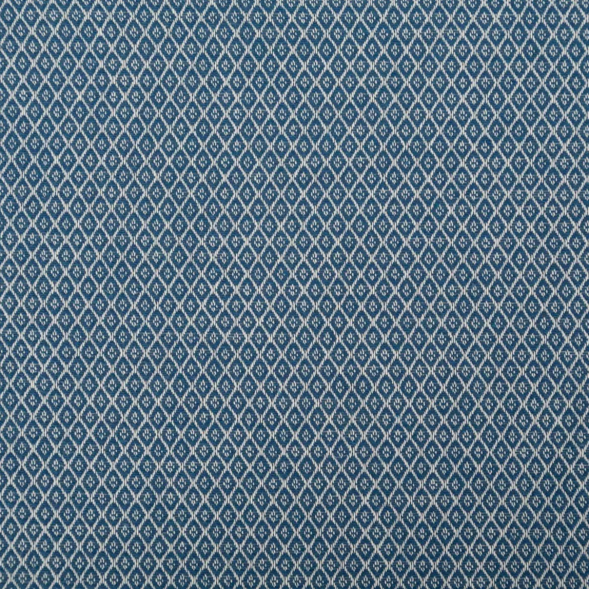Dekostoff Dobby Diamond Mini Rauten blau ecru 1,40m Breite