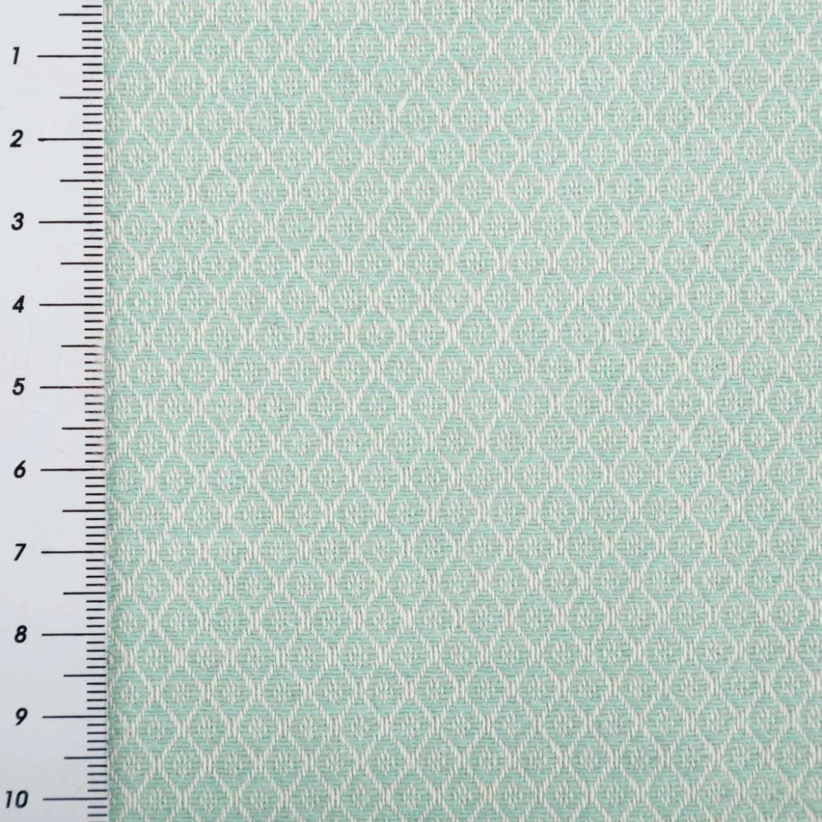 Dekostoff Dobby Diamond Mini Rauten mintgrün ecru 1,40m Breite