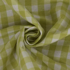 Dekostoff Dobby Karostoff Landhausstoff kariert lime weiß Karogröße ca.1,3x1,3cm 1,40m breit