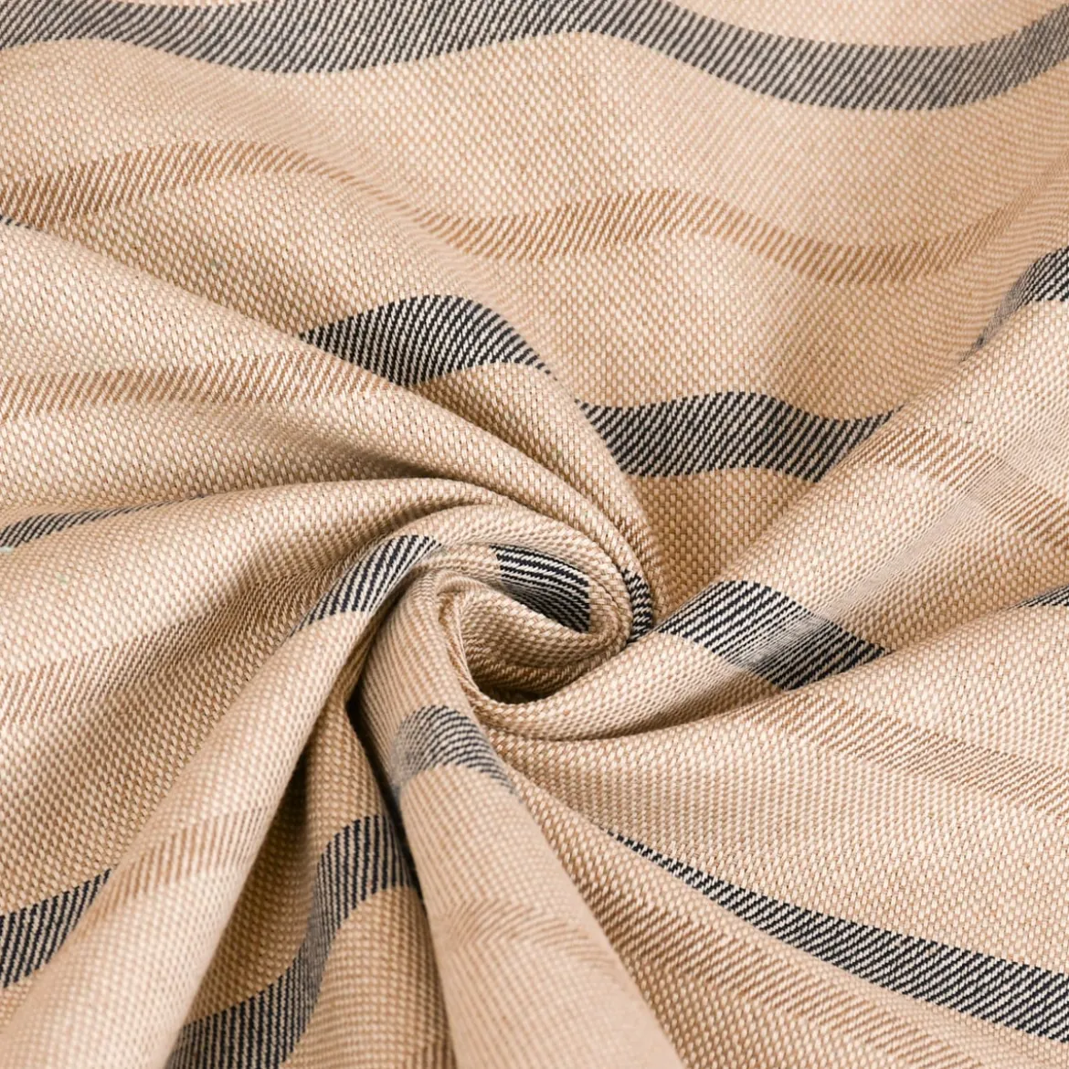Dekostoff Dobby Leinenlook Riviera Stripe Small Streifen natur blau 1,40m Breite