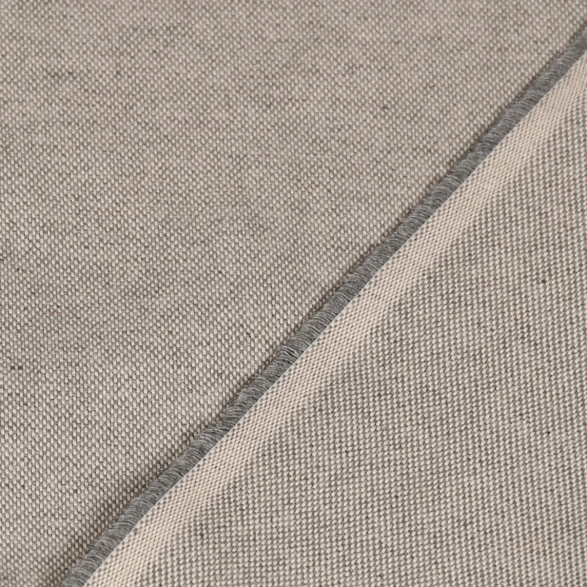 Dekostoff Dobby Panama Leinenlook meliert uni grau 1,40m Breite