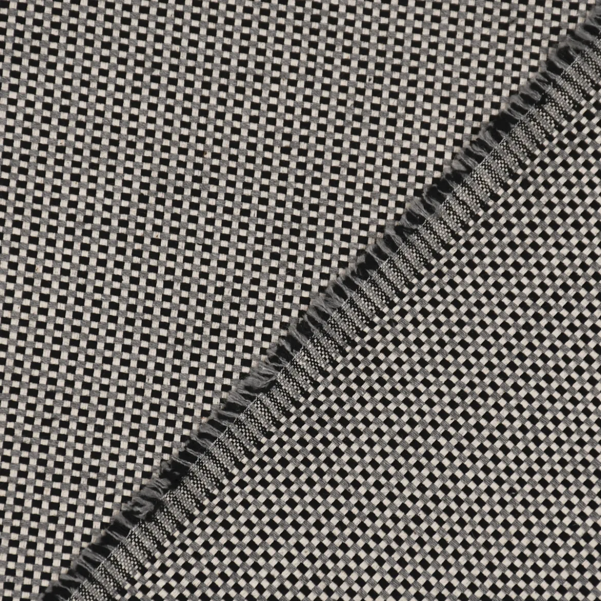 Dekostoff Dobby Panama Square Würfelstruktur uni schwarz grau 1,40m Breite
