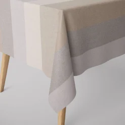 Dekostoff Dobby Streifen 9,5cm creme beige braun grau 1,40m Breite