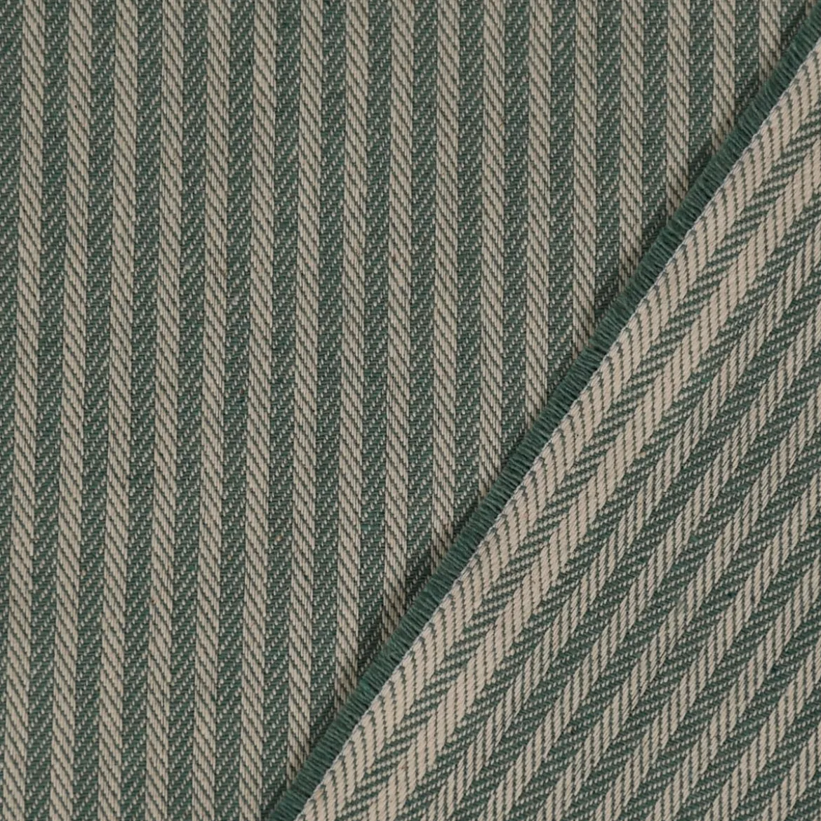 Dekostoff Dobby Streifen 3mm beige mintgrün 1,40m Breite