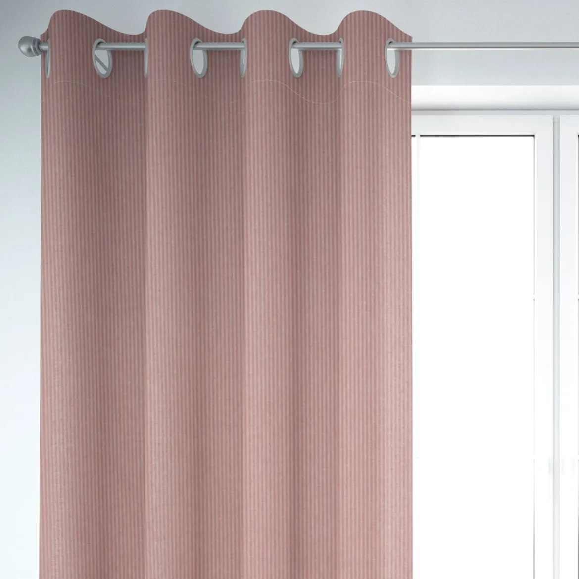 Dekostoff Dobby Streifen 3mm creme rosa 1,40m Breite