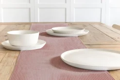 Dekostoff Dobby Streifen 3mm creme rosa 1,40m Breite