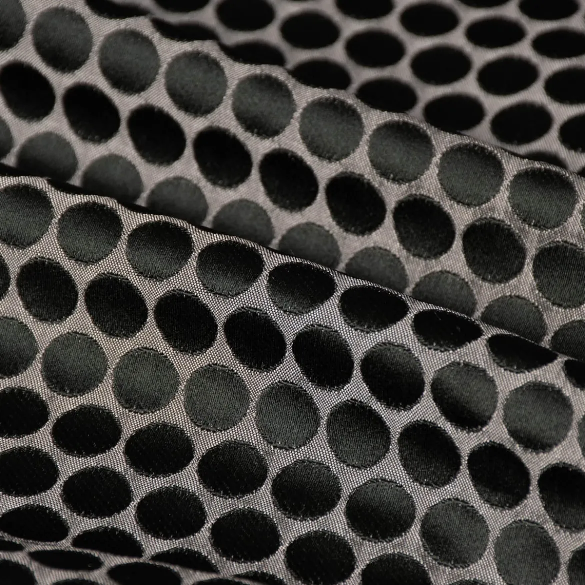 Dekostoff Double Face Jacquard Punkte schwarz silbergrau 1,50m Breite