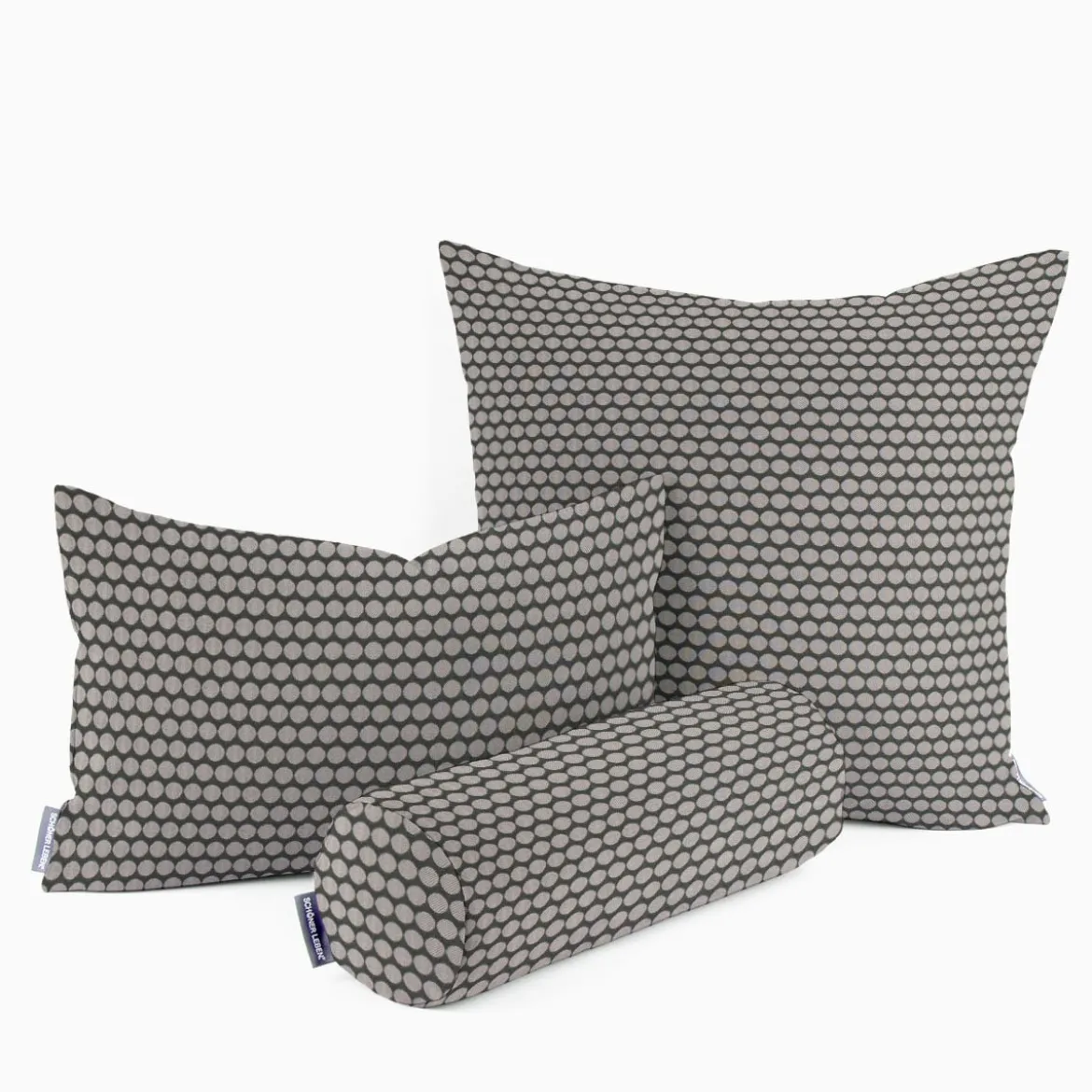 Dekostoff Double Face Jacquard Punkte schwarz silbergrau 1,50m Breite
