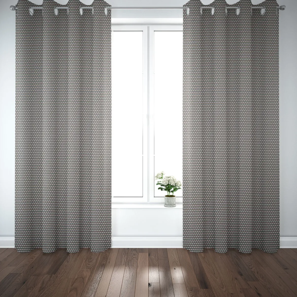 Dekostoff Double Face Jacquard Punkte schwarz silbergrau 1,50m Breite