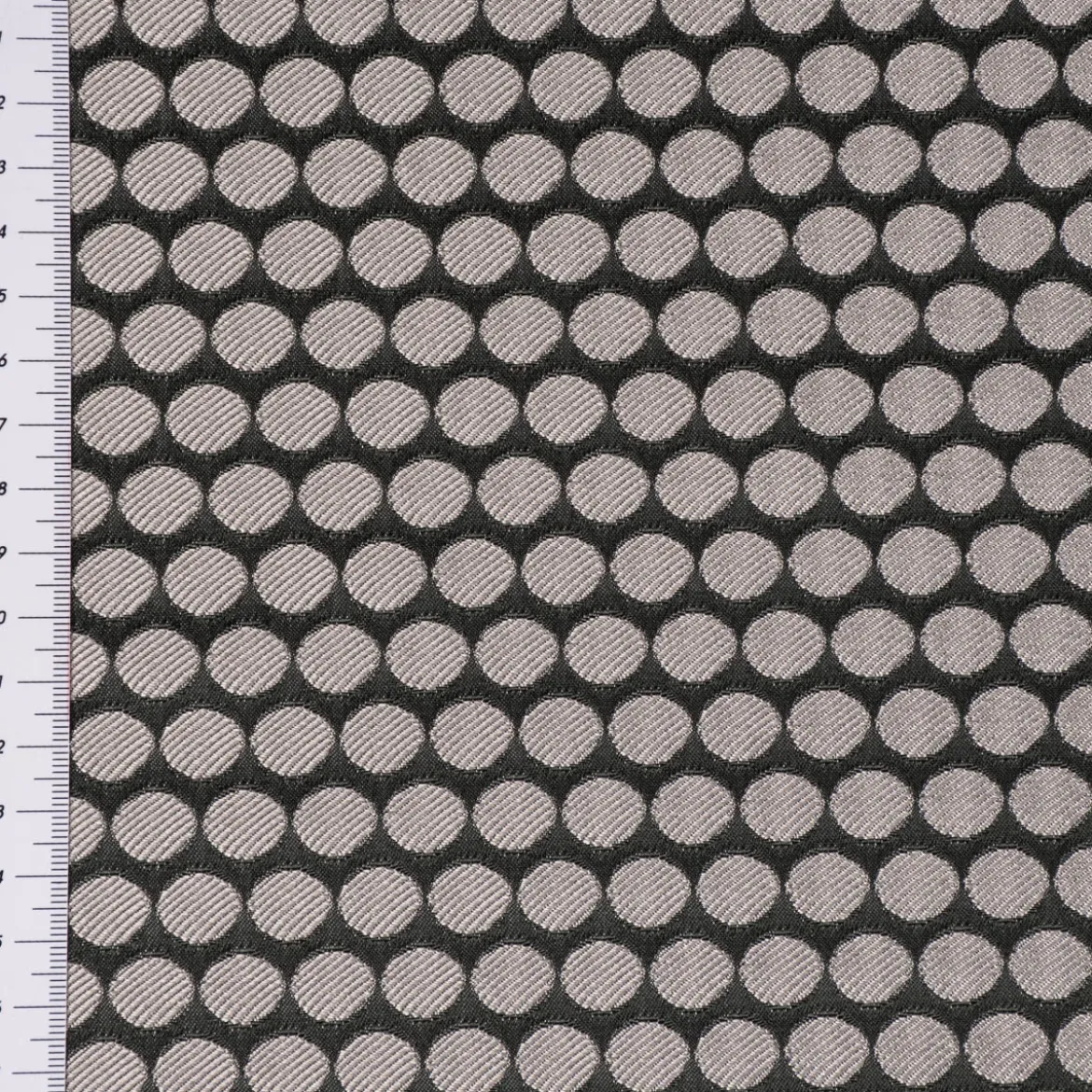 Dekostoff Double Face Jacquard Punkte schwarz silbergrau 1,50m Breite