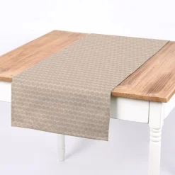 Dekostoff Double Face Jacquard Punkte beige 1,50m Breite