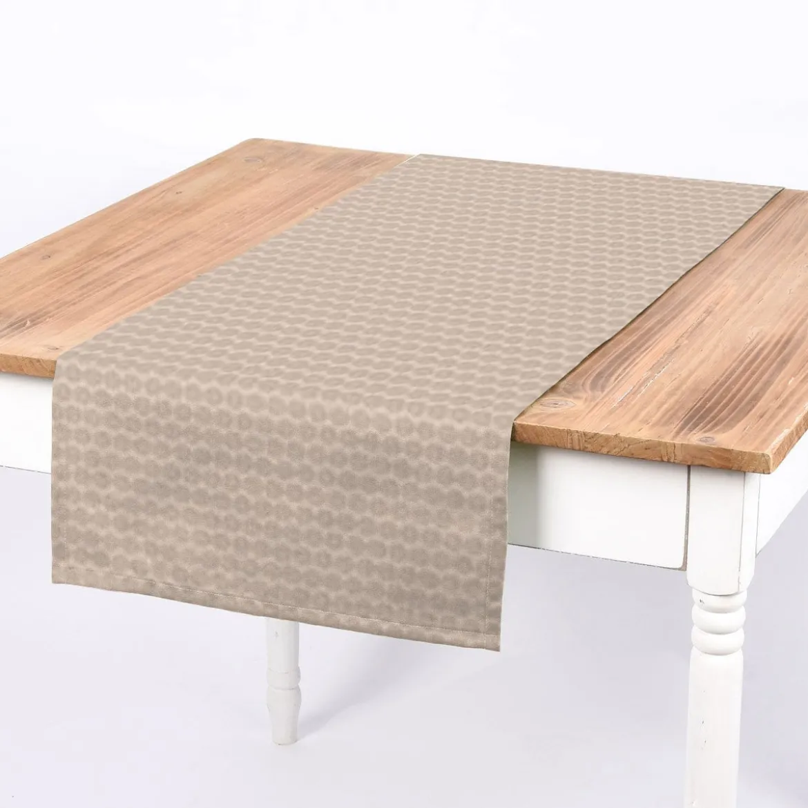 Dekostoff Double Face Jacquard Punkte beige 1,50m Breite