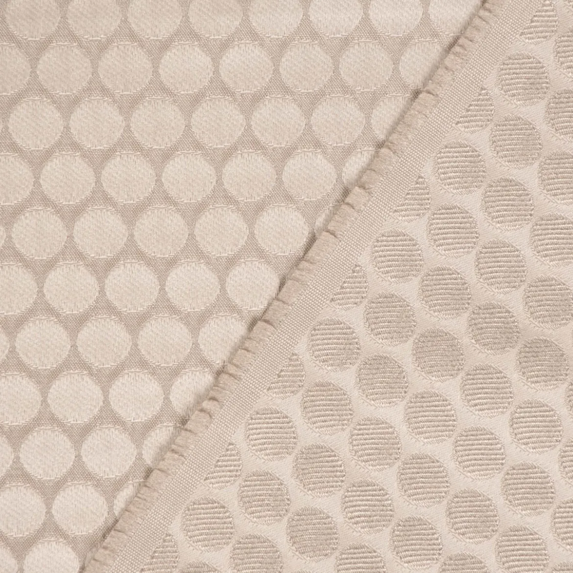 Dekostoff Double Face Jacquard Punkte beige 1,50m Breite