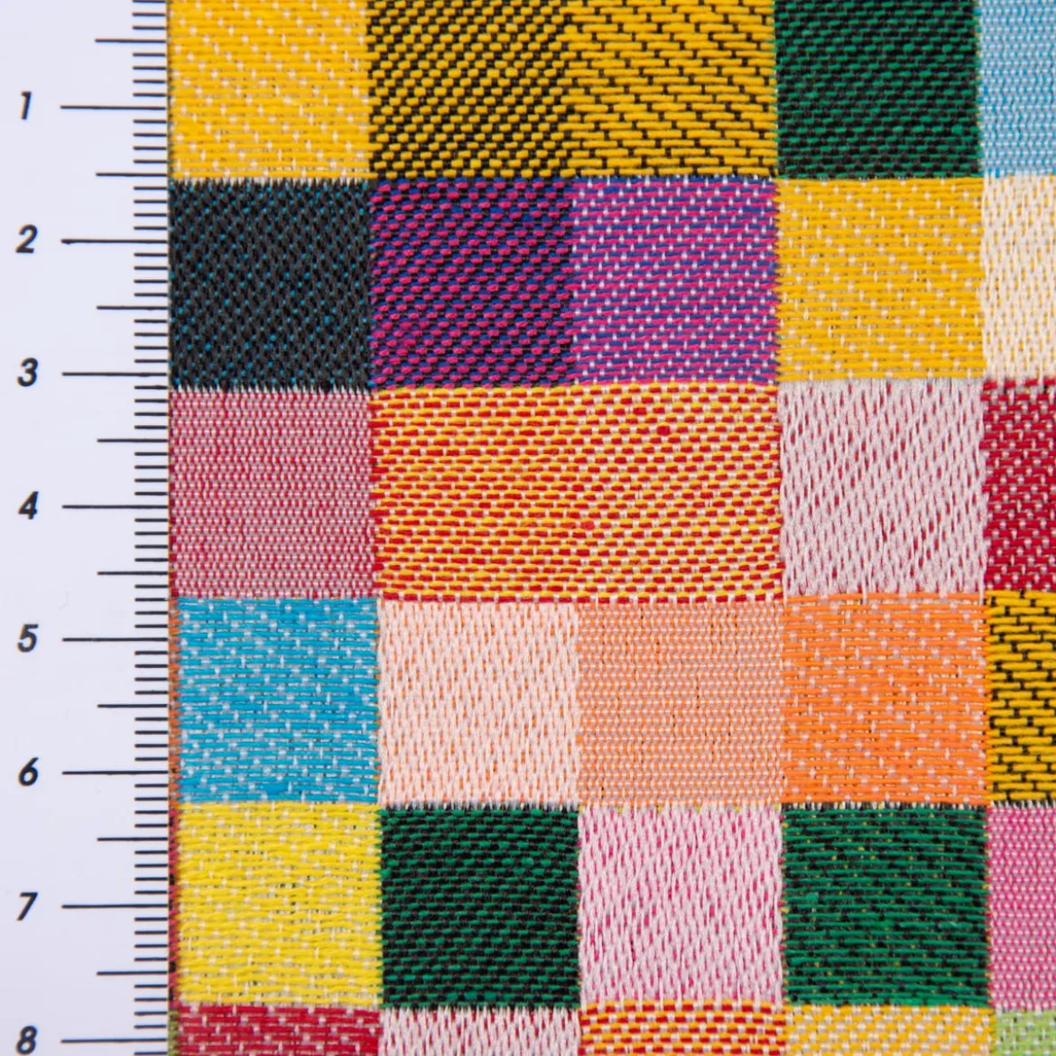 Dekostoff Doubleface Wendestoff Jacquard Kästchen Pixel bunt 1,4m Breite