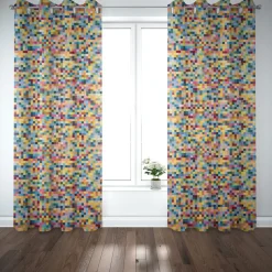 Dekostoff Doubleface Wendestoff Jacquard Kästchen Pixel bunt 1,4m Breite